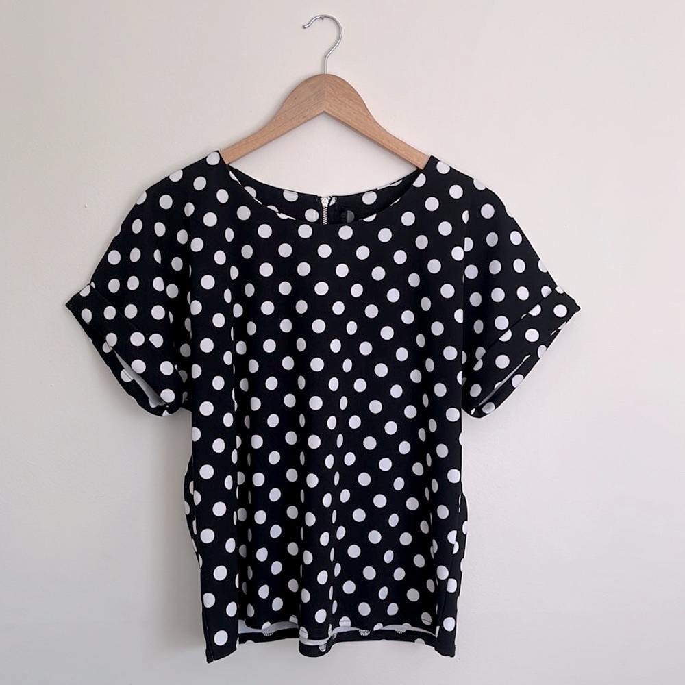 Code Mode Black + White Polka Dot Blouse - image 1